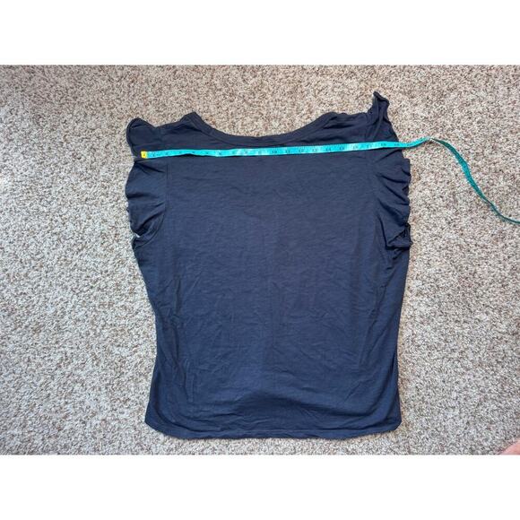 LOFT Dark Navy Blue flutter sleeve, Scoop neck blouse/shirt, size Women's XL - Picture 4 of 8